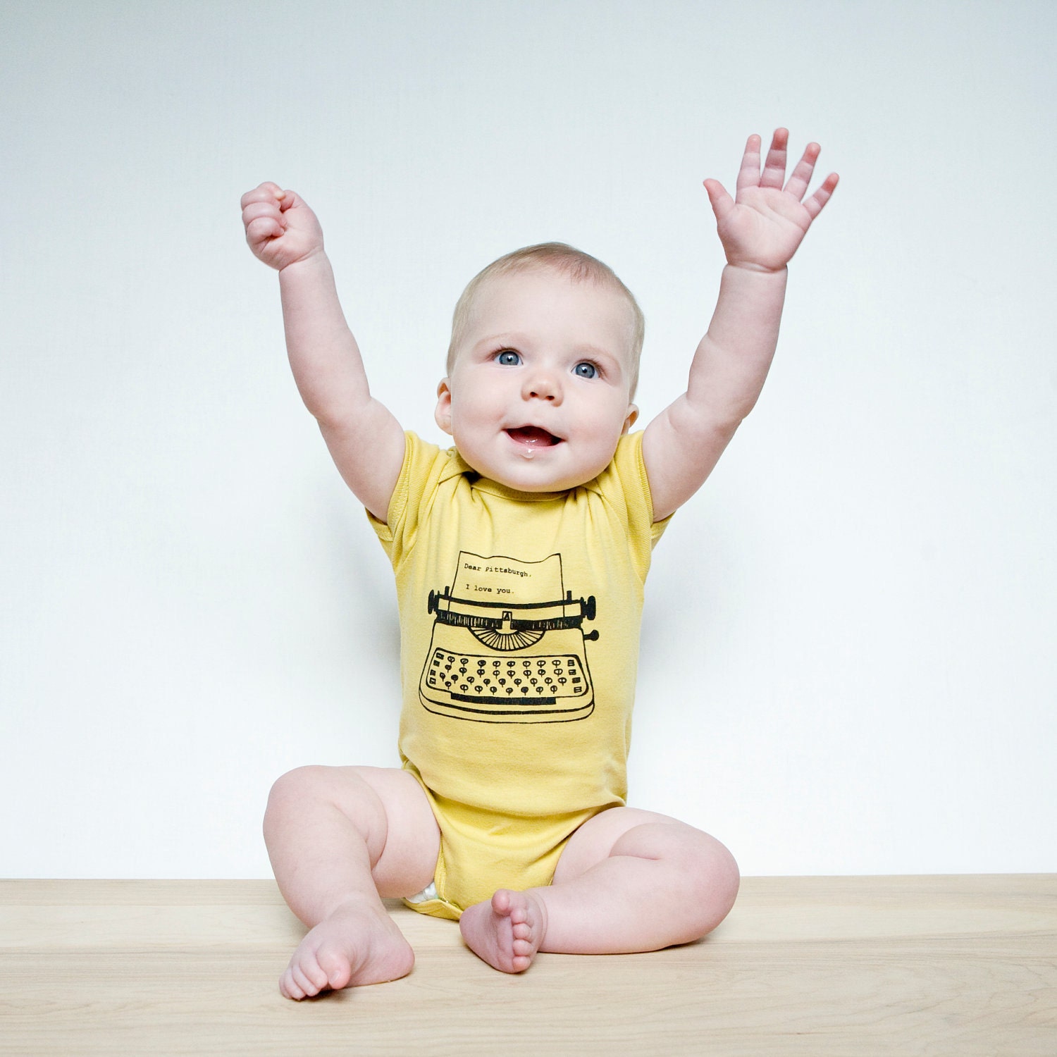 Dear Pittsburgh, I love you. Organic Baby Onesie in black and gold.