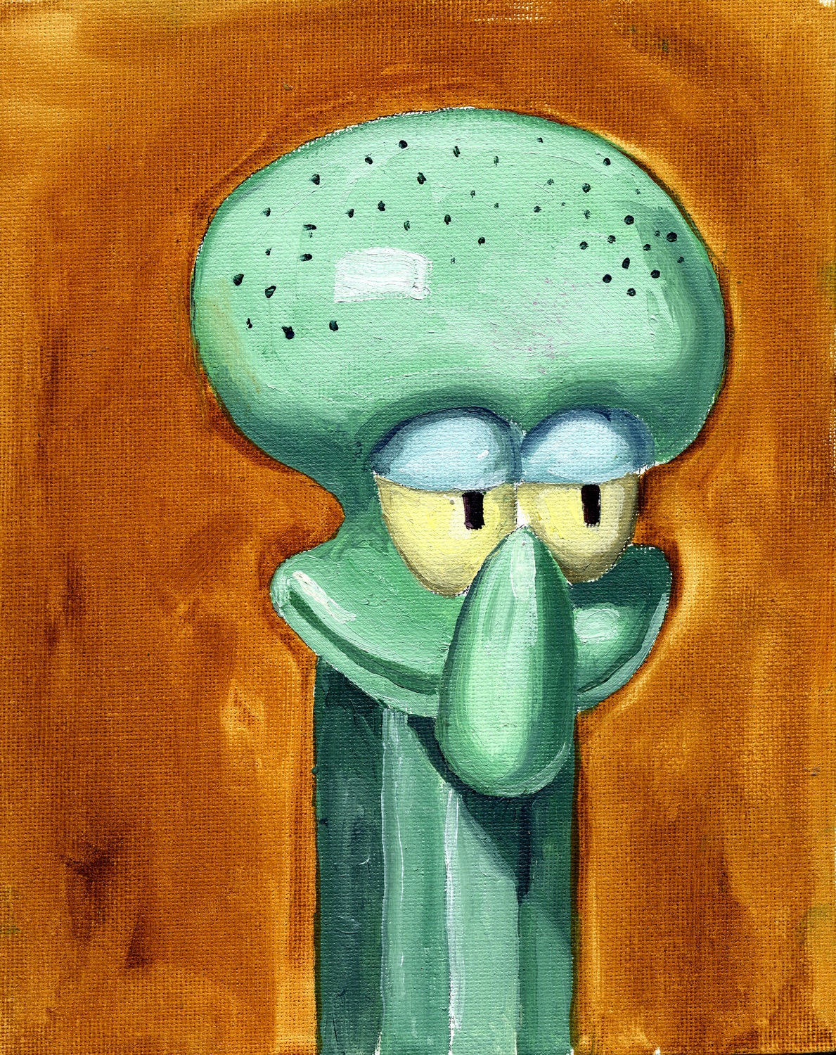 Squidward Pez Oil Painting Still Life