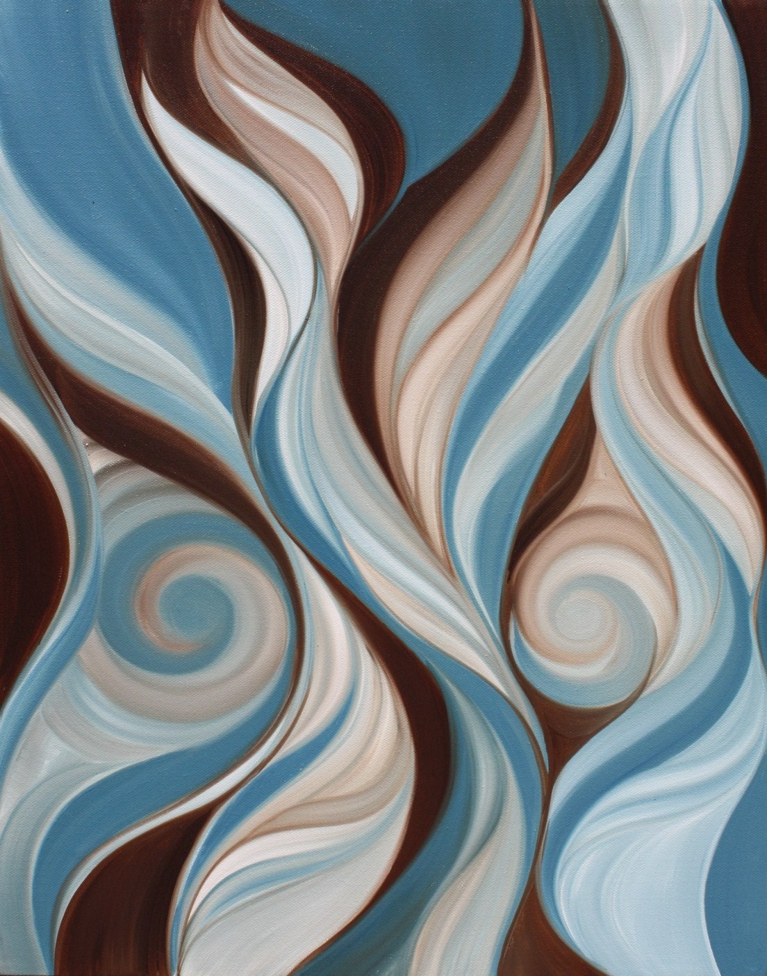 Items Similar To Original Abstract Art BLUE BROWN SWIRLS AND CURVES OIL