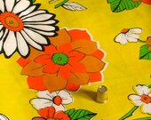 Vintage Fabric Yellow Cotton Blend Fabulous Floral Print 1 Yard