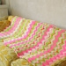 Psychedelic Zigzag Afghan Wool Neon Pink Lime Green White Ripple Blanket