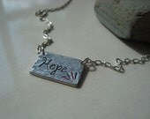 Personalized Hand-Stamped Silver Tag Hope with Epoxy Necklace