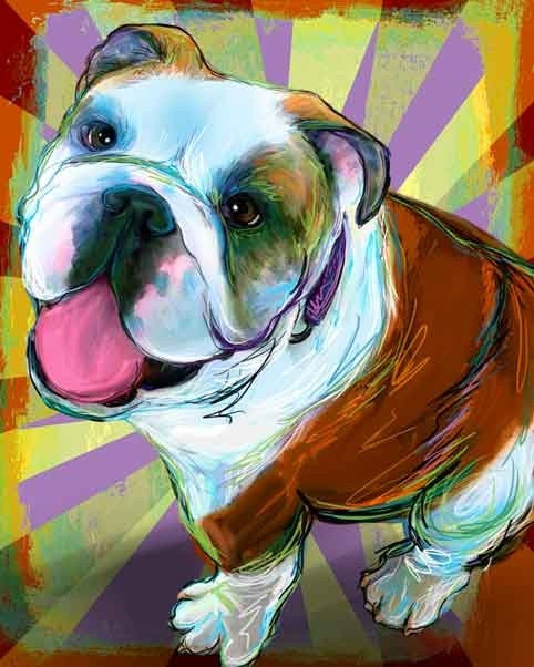 Newt the Bulldog Print on Canvas