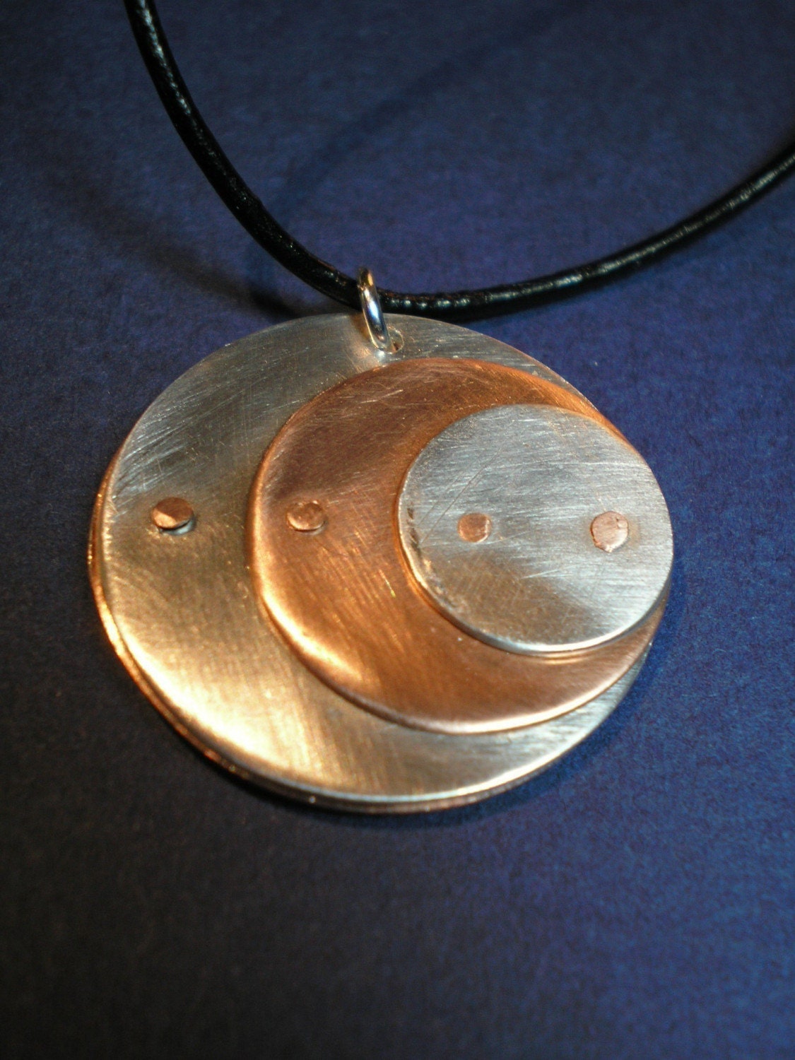 Riveted Circles Pendant - Reversible - Copper and Aluminum