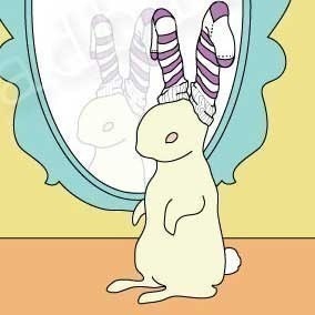 Bun Bun Likes Purple Striped Socks fine art rabbit print