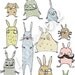 Different Kinds of Rabbits, 11"x14" print, funny art print of rabbits