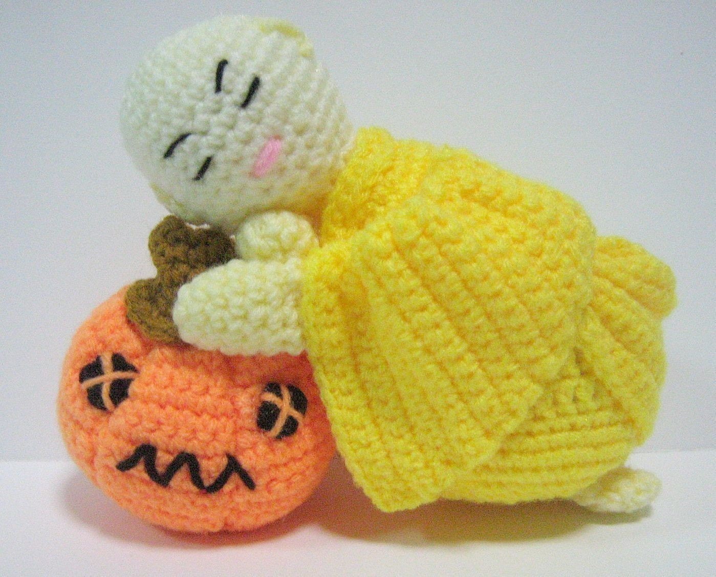 Amigurumi Doll Crochet Pattern Monk Halloween Pumpkin Pattern pdf Instant Download A Little Novice with his Halloween Pumpkin