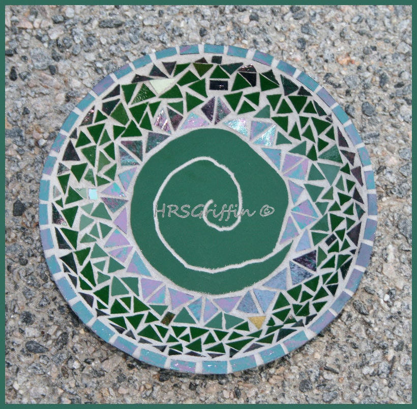 Green Swirl and Dichroic Glass Mosaic Bowl