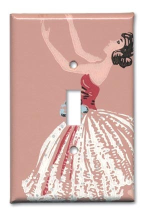 Pink Ballerina 1950's Vintage Wallpaper Switch Plate
