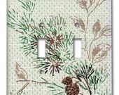 Elegant Pine Floral 1950's Vintage Wallpaper Double Switch Plate