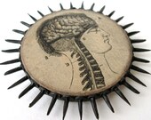 Brain and Spine - ORNAMENT - 1847 Antique Anatomy Illustration