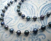 peacock - fresh water pearl sterling silver long necklace