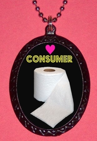 Toliet Paper Roll CONSUMER Red heart POP Art SHS original design Pendant and necklace CUTE Emo Punk Strange and just plain weird for that hard to find giftee