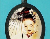 Handmade Geisha Necklace Pendant Japan Japanese History Geishas