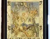 Fairy Tale Illustration Fairies Sitting in Tree Fairy Cigarette Id Case Business Card Holder Wallet