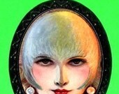 Whimsical Carnival Circus Deco Retro Girl Face design DIY necklace and pendant SHS