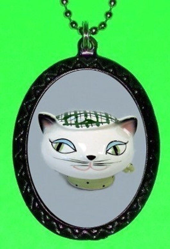 Cool Hep Cat Mod Kitty Cat Retro DIY Necklace  Fifties Design Necklace and Pendant