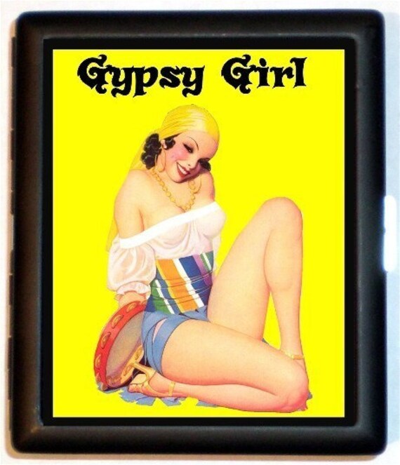 Sexy Gypsy Girl Pinup Pulp Inspired Artwork Cigarette Case Wallet