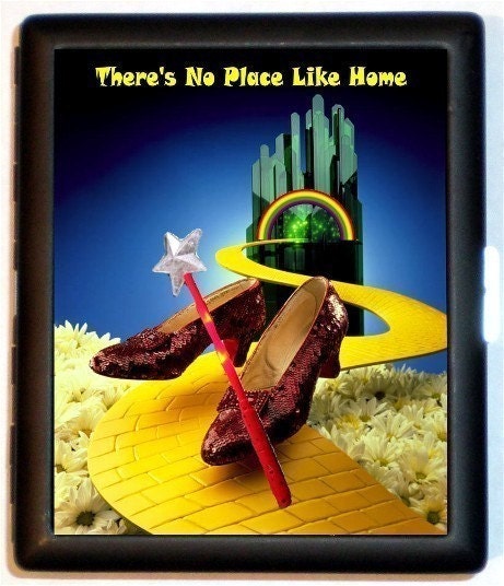 Wizard Oz Fairytale Unique Ruby Red Slippers Theres No Place Like Home Cigarette Case ID or Wallet