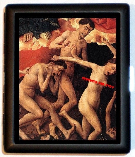 Gothic Horror Scene Hieronymous Bosch Surreal Torture Cigarette Case or ID Holder or Business Card Case Wallet or MP3 Holder