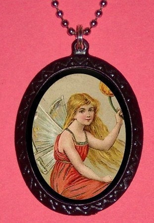 Tooth Fairy Girl Pendant Necklace Victorian Postcard Imagery Fantasy NEW