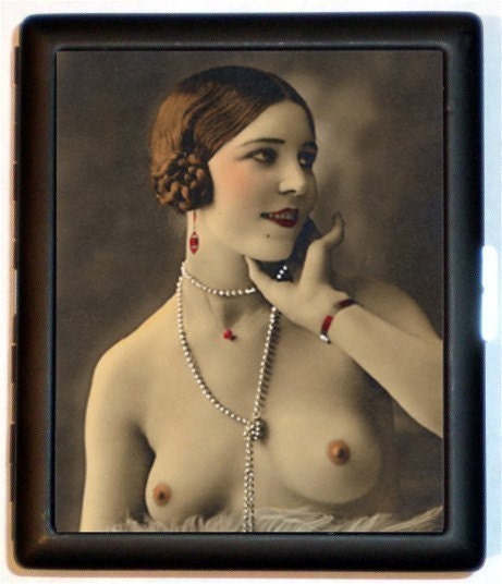 Flapper Nude Jazz Age Roaring 20s Pinup Nude Cigarette ID Case Business Card Holder Wallet