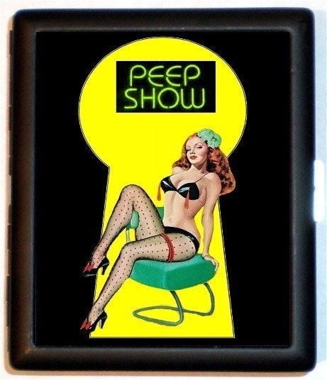 Peep Show Burlesque Pinup Stripper Pin Up Rockabilly Showgirl Cigarette Id Case Business Card Holder wallet