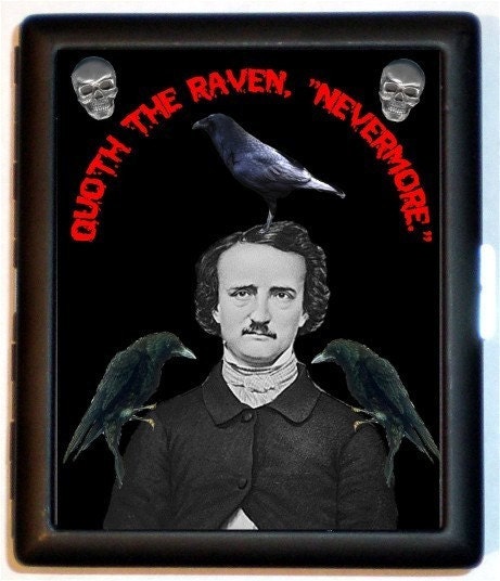 Edgar Allan Poe Three Ravens-Quoth the Raven, Nevermore ID or Cigarette Case or Wallet or Business Card Holder Kitsch