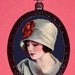 Classic Thirties Flapper Illustration Classy Metal Pendant Necklace