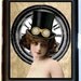 Steampunk Flapper Woman Whimsical Maiden withTop hat Cigarette Case or ID Case or Business Card Wallet Sweetheartsinner