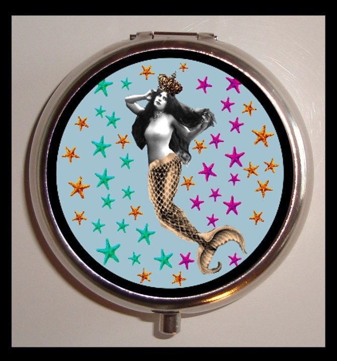 Art Nouveau Mermaid Starfish Pill box Pillbox Case Holder Trinket Box Sweetheartsinner