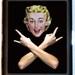 1950s Super Cheerful Kitsch Retro Housewife Makes Heavy Metal Hand Sign and Rocks Parody Spoof Cigarette Id Case Business Card Holder Wallet