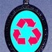 Recycle Symbol Save the Earth Handcrafted Handcasted Metal Pendant Handpainted Black with silvertone ballchain necklace