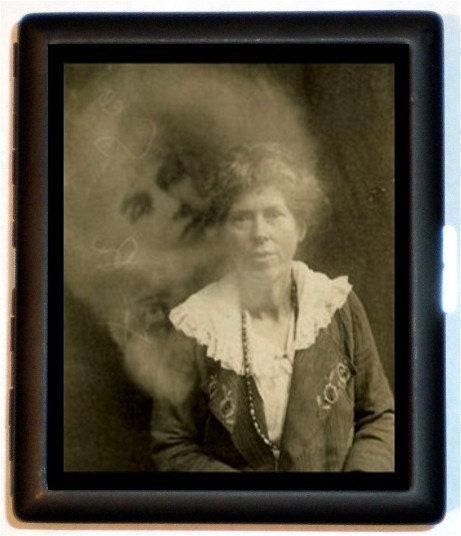 1920's Spirit Photography Photo Ghosts Medium Fraud Black Metal Cigarette or ID or Business Card Case Wallet