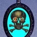 Comic Skull and Crossbones Pirate design Handmade Handcasted Metal Pendant handpainted black and ballchain Necklace