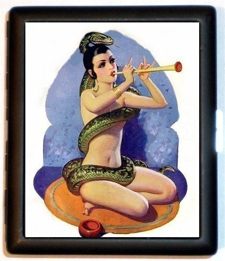 Snake Charmer Flapper Cigarette ID Case Business Card Holder Wallet pinup Pin Up Roaring 20s Jazz Age