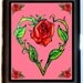 Rose Tattoo Flowers Old School Love Girlie Classy Black Metal Cigarette of ID card or Wallet or Ipod Nano and Earbuds Holder Case
