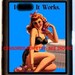 Sexy Pinup Girl with Attitude I Btch It Works Black Metal Cigarette or ID or Business Card Holder Case Wallet or Mp3 and Earbuds Holder