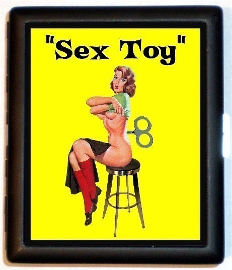 Sex Toy Pinup Windup Rockabilly Cigarette Case or Wallet or Business Card Holder NEW