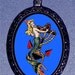 Mermaid Tattoo Anchor Gal on Blue Handcrafted Handcasted Metal Pendant Handpainted Black and assembled by myself with a ballchain necklace