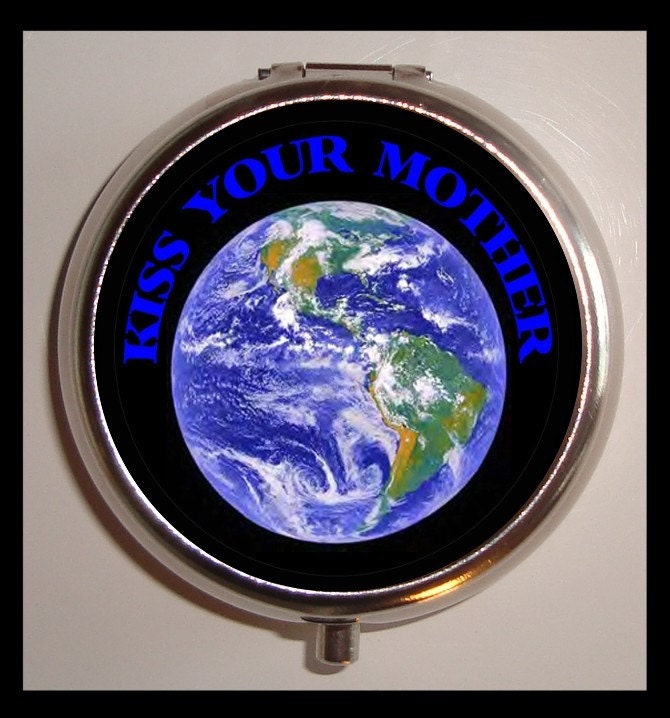 Save the Environment Concervationist Activist Save the earth Kiss your Mother Sweetheartsinner Stainless Steel Pill Box Case-Holds Pills, Vitamins, Guitar Pics, and more