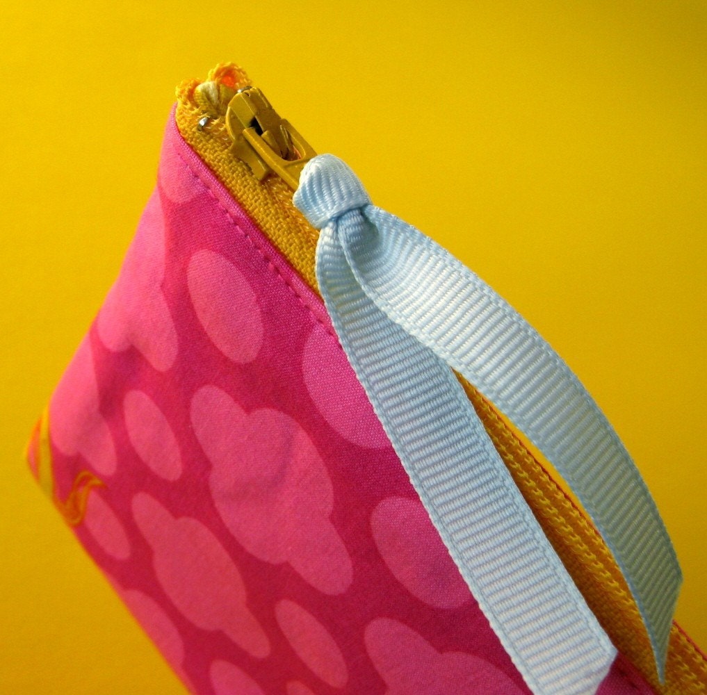 SALE! small zipper pouch - octopus on fuchsia