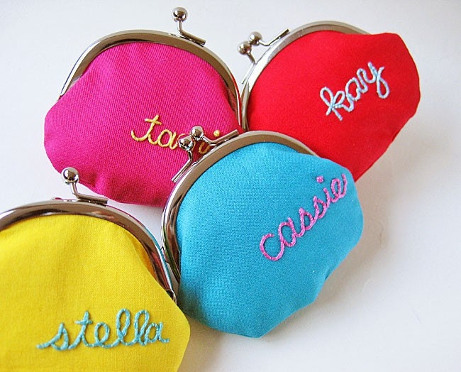 RESERVED for Kim (Personalized coin purse - custom embroidery pick your color)