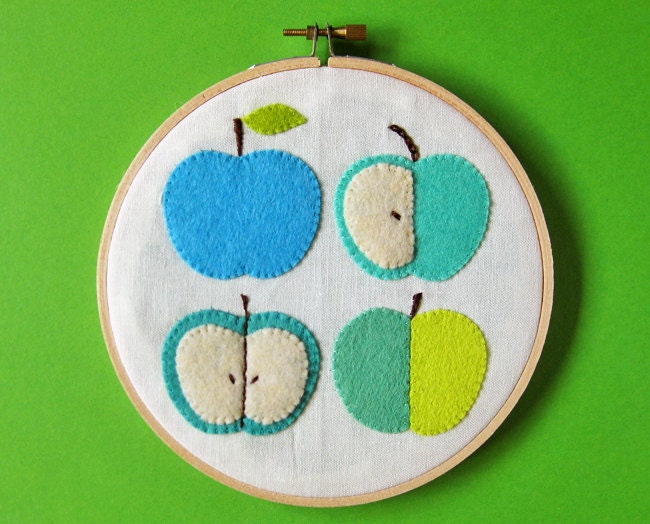 Blue green apples wall hanging