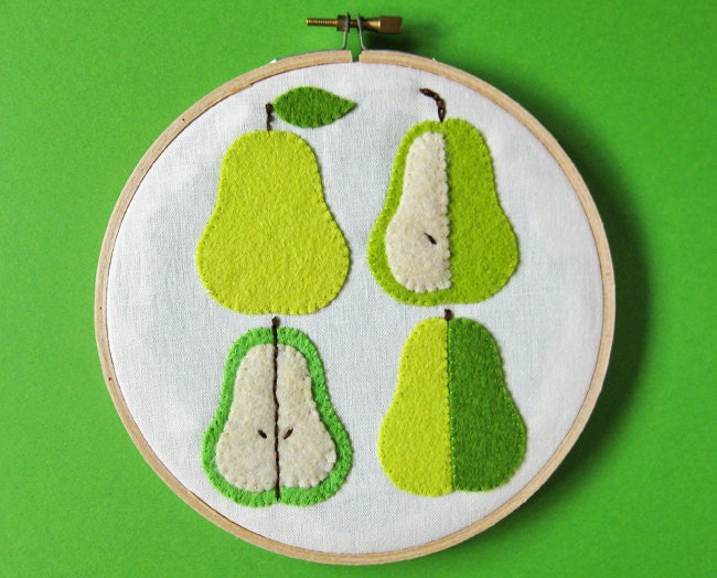 Wall hanging - green pears felt applique