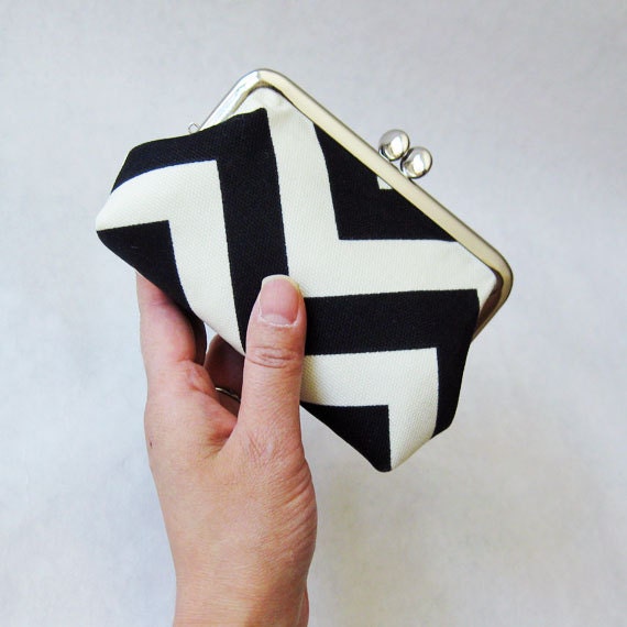black chevron stripes purse