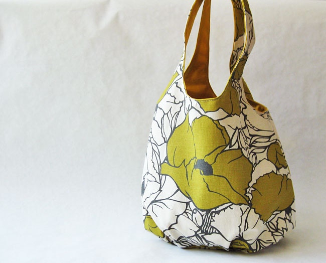 Tote bag mustard flowers on natural