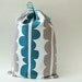 Drawstring bag - teal and gray modern scalloped pattern