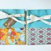 Apron  - flowers on apricot with blue band