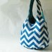 Tote bag - turquoise blue chevron stripes